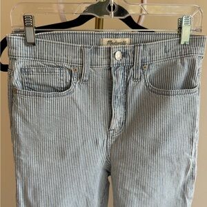 Madewell 10” High Rise Skinny Crop 28T Blue/White Stripe